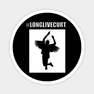 Long Live Curt. White Text. Angel outline.Pacifist. Peace. Magnet